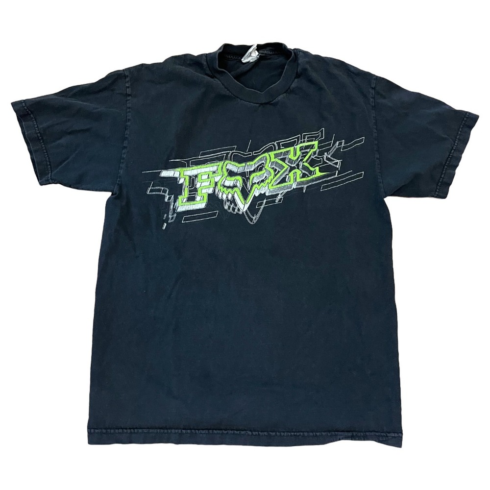Vintage Fox Racing T Shirt Large Mens Y2K Motocross Logo Grunge Skater Tee Black